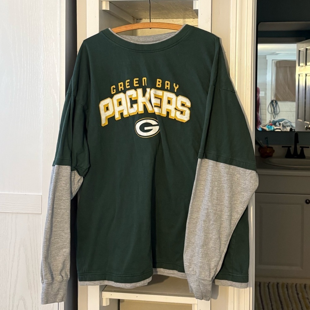Reebok Green and Gray Long Sleeve Shirt